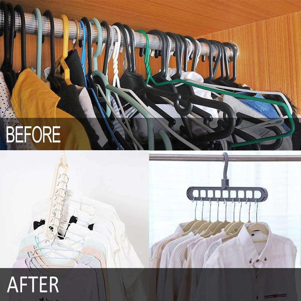 Foldable Space Saving Hanger with 9 Slots (Pack of 5)