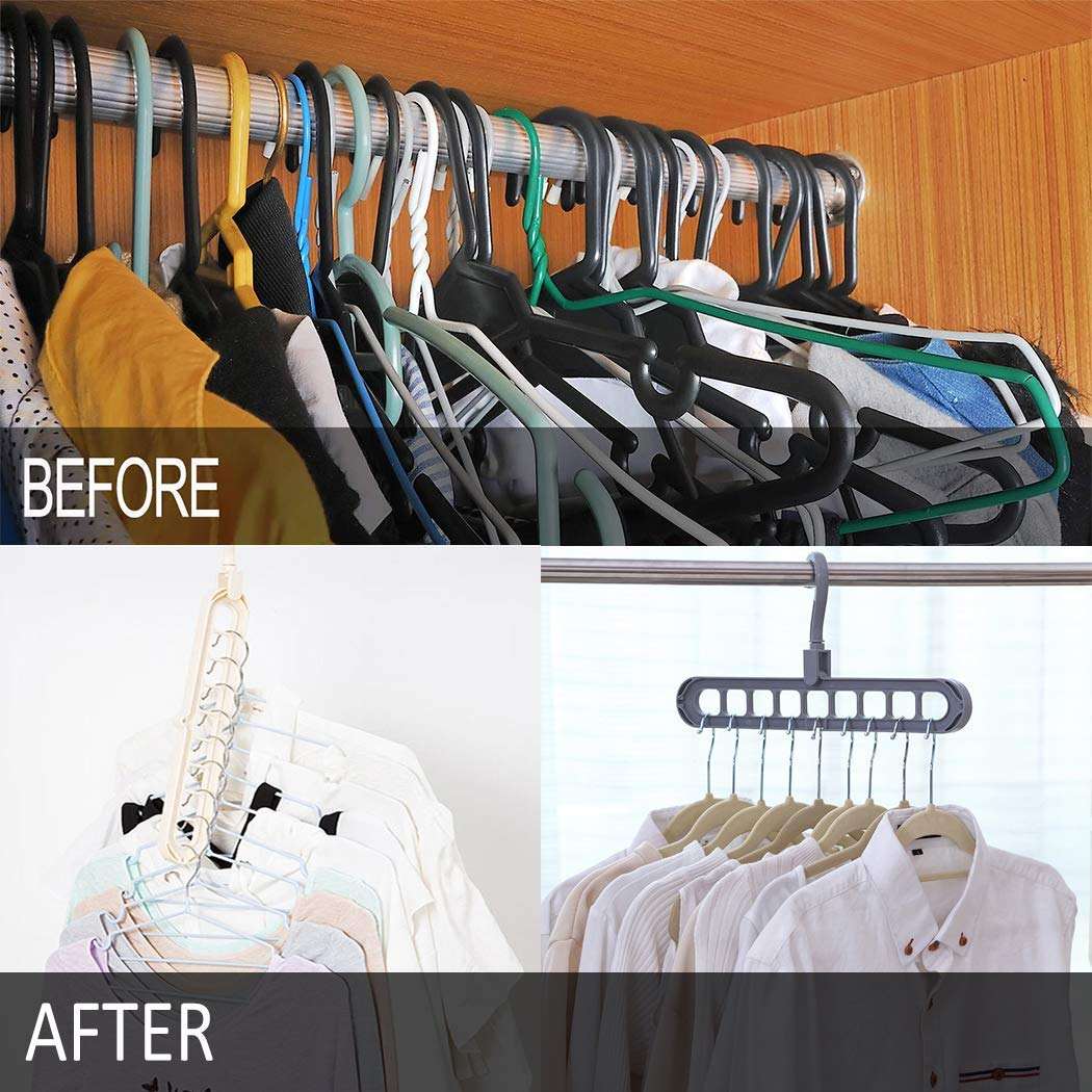 Foldable Space Saving Hanger with 9 Slots (Pack of 5)