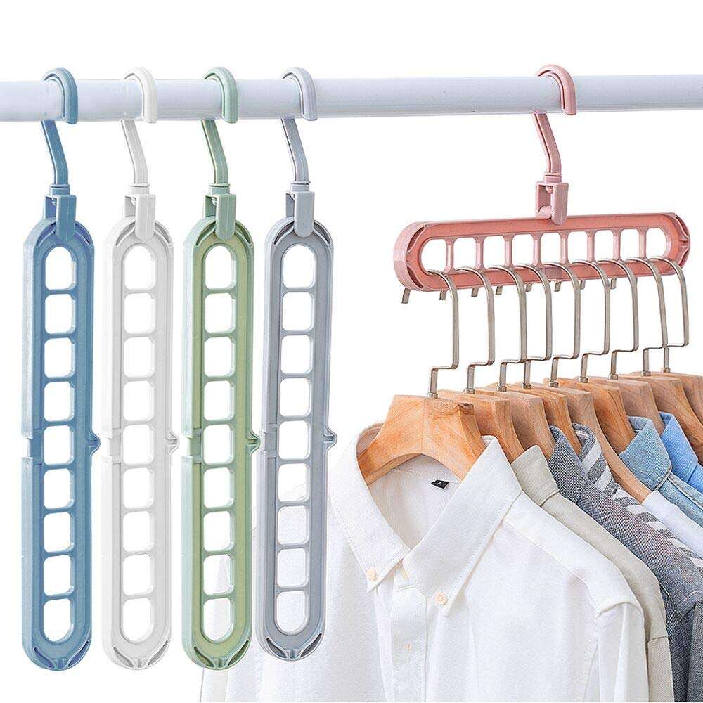 Foldable Space Saving Hanger with 9 Slots (Pack of 5)