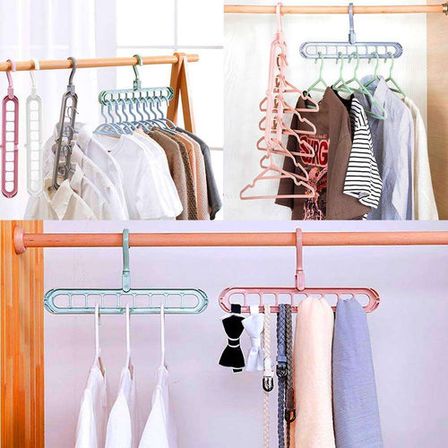 Foldable Space Saving Hanger with 9 Slots (Pack of 5)