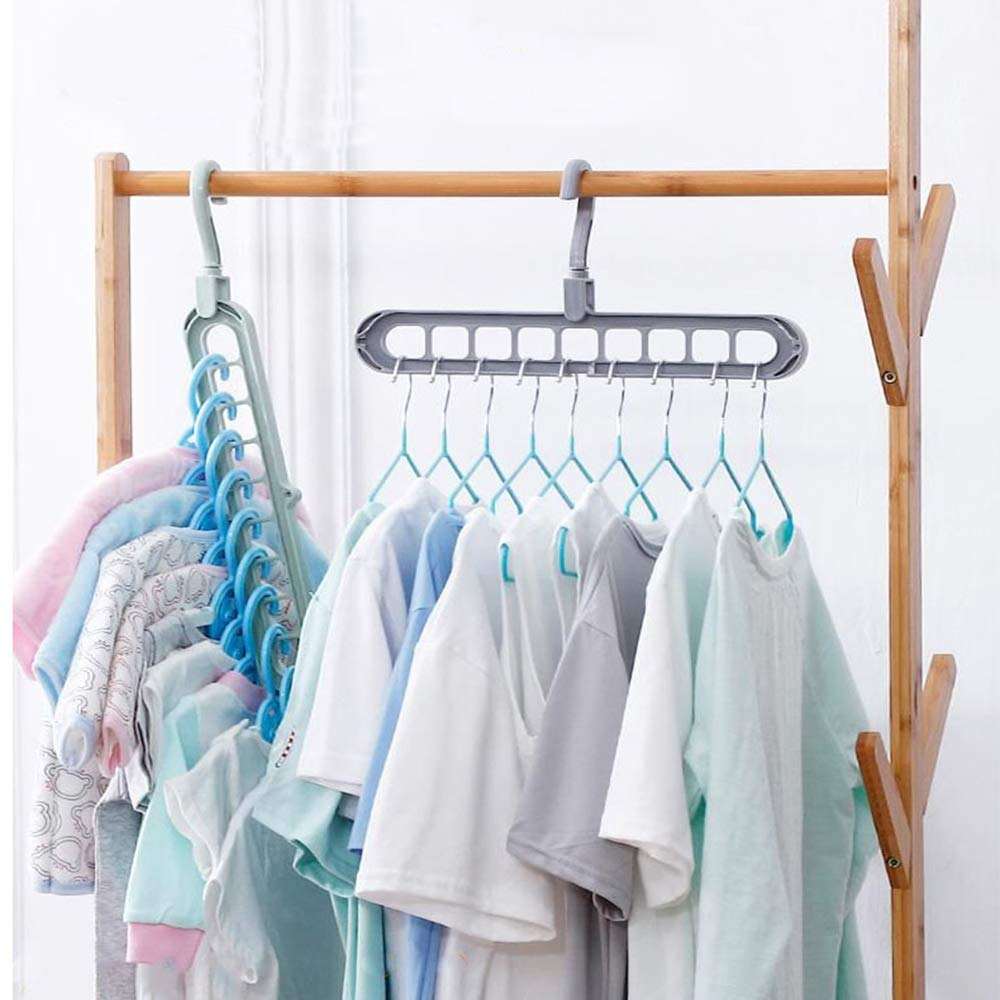 Foldable Space Saving Hanger with 9 Slots (Pack of 5)