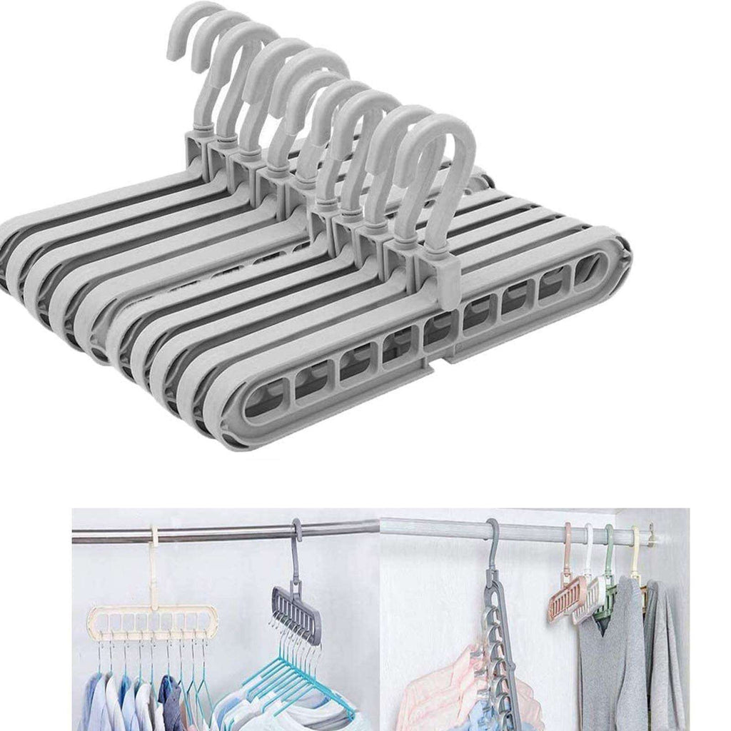 Foldable Space Saving Hanger with 9 Slots (Pack of 5)